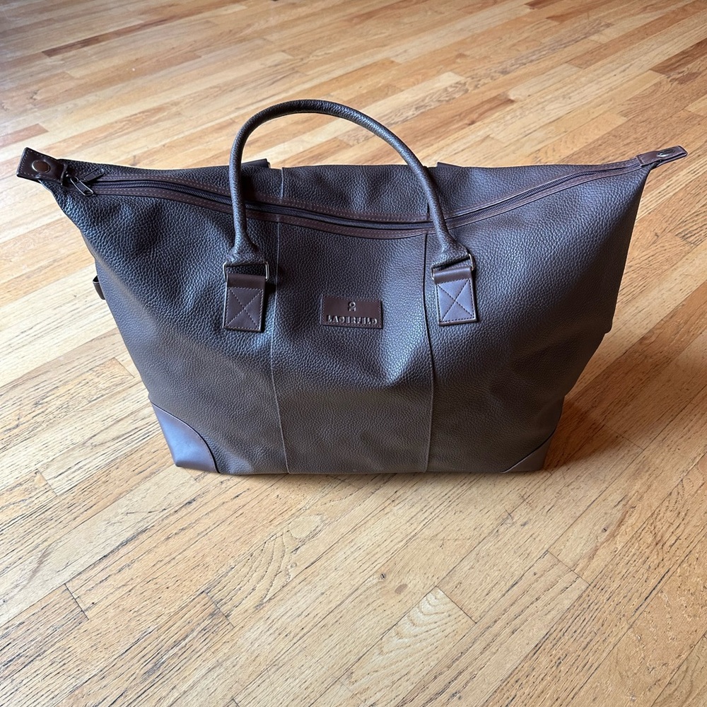 Lagerfeld brown vegan leather overnight bag